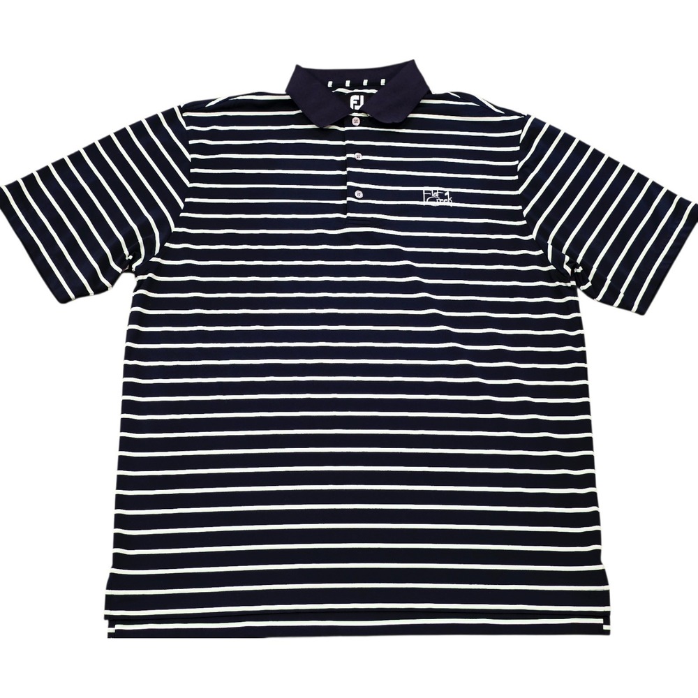 FootJoy Blue Stripe Golf Polo Shirt Mens XL Classic FJ Stretch Moisture Wicking